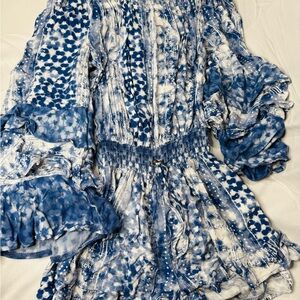 Blue and White Patterned Romper